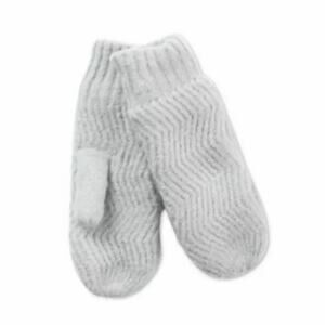INC Chevron Light Grey Cozy Knit Fleece Lined Chenille Mittens One Size